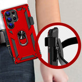 Military Kickstand Series with Belt Clip Case for Samsung Galaxy S23 Ultra - Red