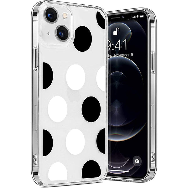 PolkaDot Hybrid-Flex Hard Shell Case for Apple iPhone 14 Plus - Clear/Black/White