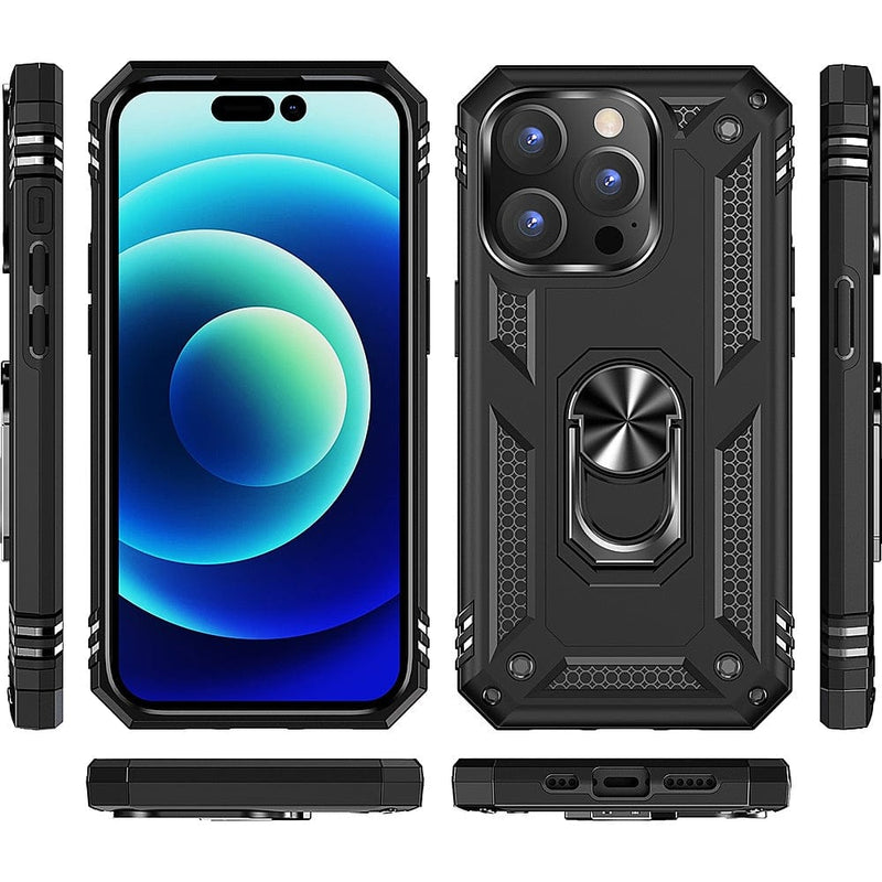 Military Kickstand Series Case with Belt Clip for Apple iPhone 14 Pro Max - Black