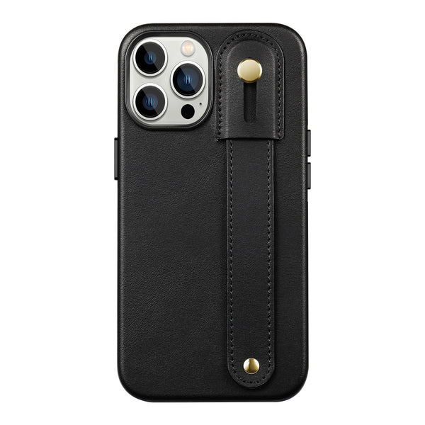 FingerGrip Series Case Genuine Leather with Magsafe for Apple iPhone 14 Pro - Black