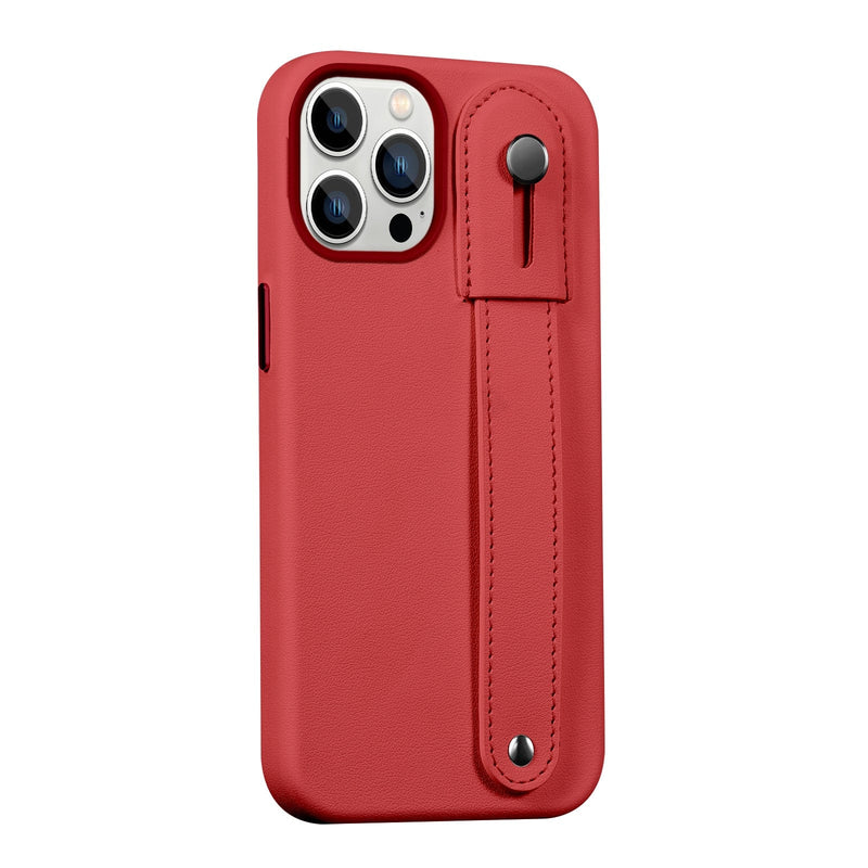 FingerGrip Series Case Faux Leather with Magsafe for Apple iPhone 14 Pro - Red