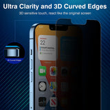 ZeroDamage HD Privacy Tempered Glass Screen Protector for Apple iPhone 13 and iPhone 14 (2-Pack)