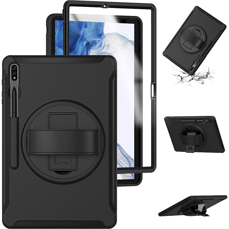 PROTECTION Hand Strap Series Case for Samsung Galaxy Tab S8 Ultra and Tab S9 Ultra - Black