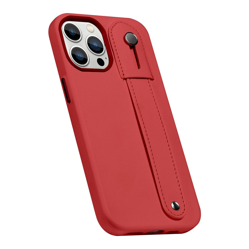 FingerGrip Series Case Faux Leather with Magsafe for Apple iPhone 14 Pro - Red