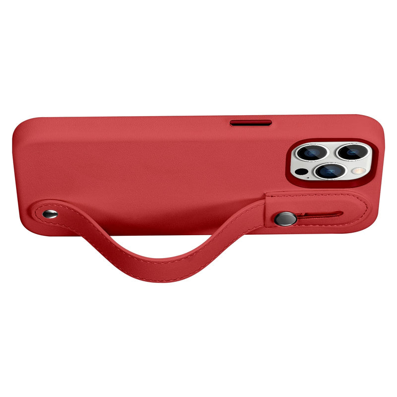 FingerGrip Series Case Faux Leather with Magsafe for Apple iPhone 14 Pro Max - Red