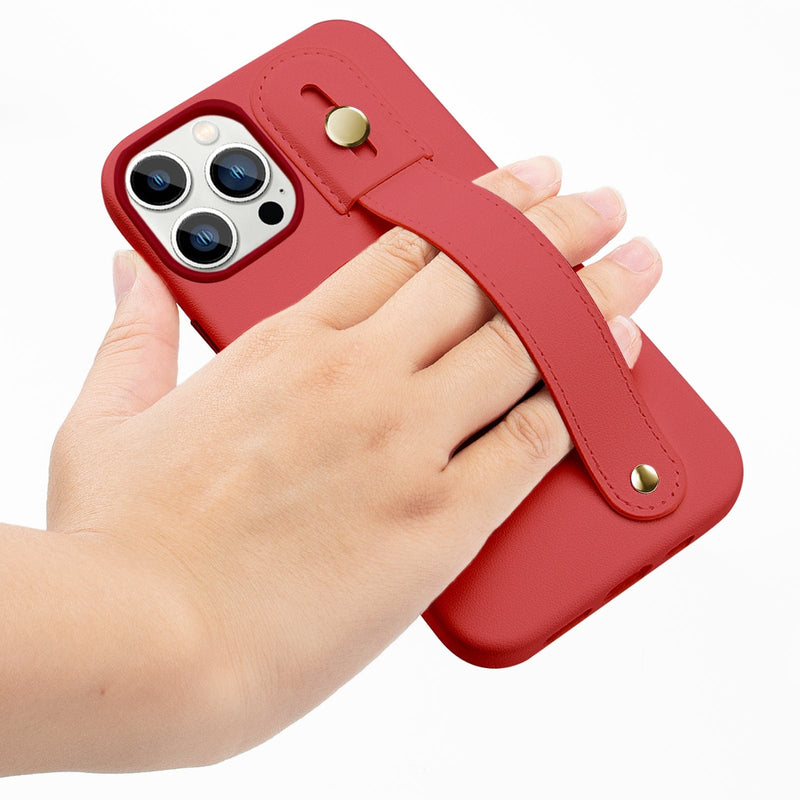 FingerGrip Series Case Faux Leather with Magsafe for Apple iPhone 14 Pro - Red