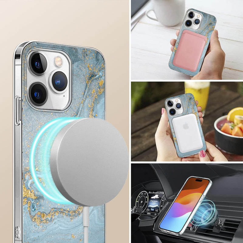 Marble Series Case with MagSafe for Apple iPhone 15 Pro Max - Blue Marble